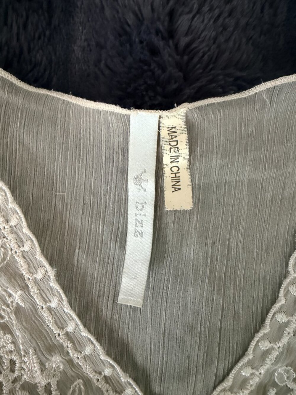 Sheer Ivory Embroidered Lace Boho Blouse Fairycore Cottagecore Top Size Small - Picture 3 of 14